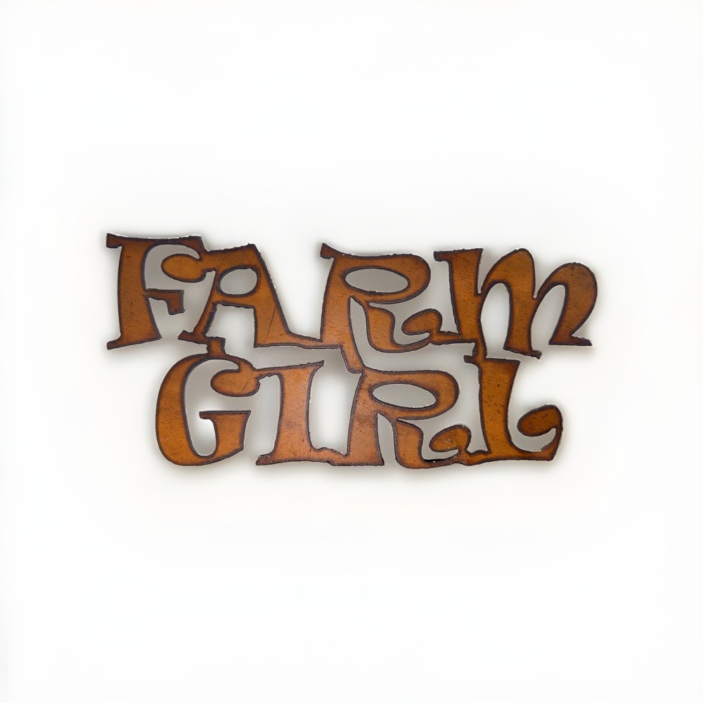 Rustic Metal Farm Girl Sign – Country Wall Decor Ranch Art 11.5” x 7.5”