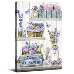 Purple Lavender Bathroom Wall Art Master Bathroom Picture Farmhouse Canvas Pr…