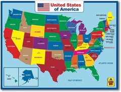 United State Map Laminated Poster -Double Side Educational Poster for Kids,Adult