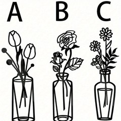 3-Piece Metal Flower Wall Decor Set Simple Iron Vase Wall Art for Home Room