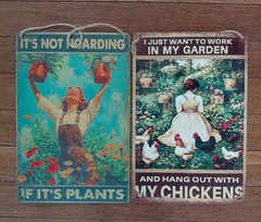 2 Count Funny Womens Decorative Metal Garden Signs Set