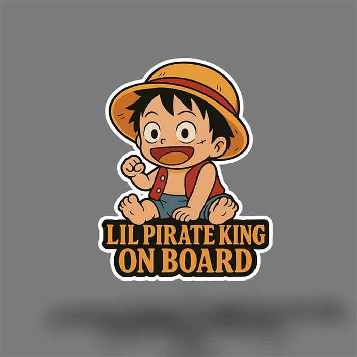 Baby on Board Luffy Decal Chibi Kawaii “Little Pirate King on Board” 3–7″ Tall U