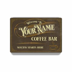 Freshly Brewed Personalized Brown Café Coffee Bar METAL SIGN or DECAL