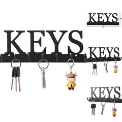 Decorative Key Hooks for Wall – 7 Hook Black Metal Organizer Hanger – 10 Inch