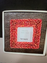 Pier 1 Beaded On Wood Picture Frame 5×6 ..holds 3×3 Picture