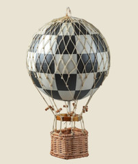Hot Air Balloon Figurine Model Black & White Check 8″ Hanging Ceiling Home Decor