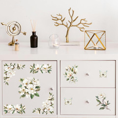 Rub on Transfer Sticker for Furniture Crafts Decor 6″X12″ White Magnolia Corner,
