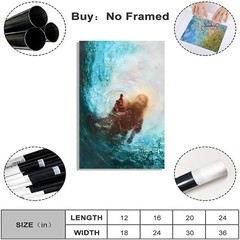 Jesus Christian Canvas Wall Art Hand of God Reaching Into Water 8x12inch Unframe
