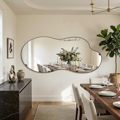 Irregular Wall Mirror, 30″x60″ Asymmetrical Mirror with Metal Frame, Modern Uniq