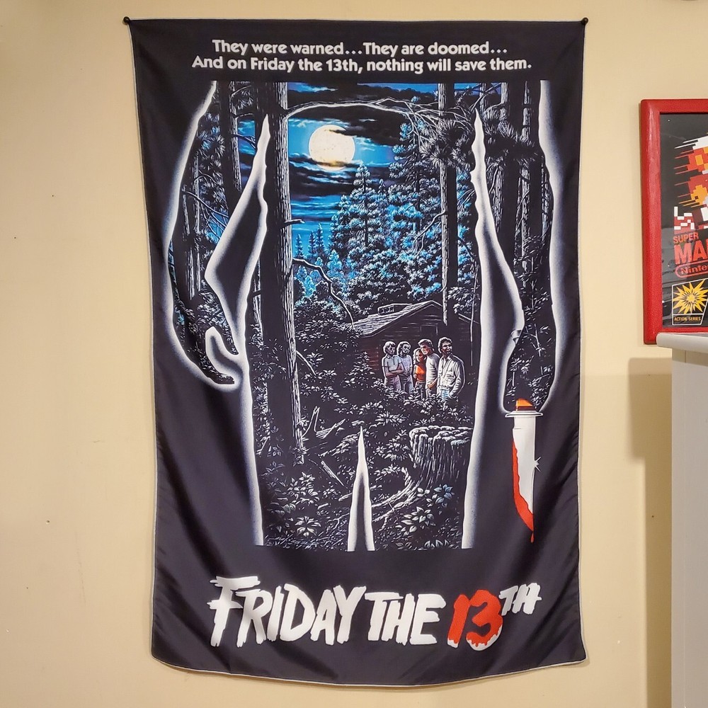 Friday the 13th banner 2×3 foot tapestry 80s VHS horror movies Jason Voorhees