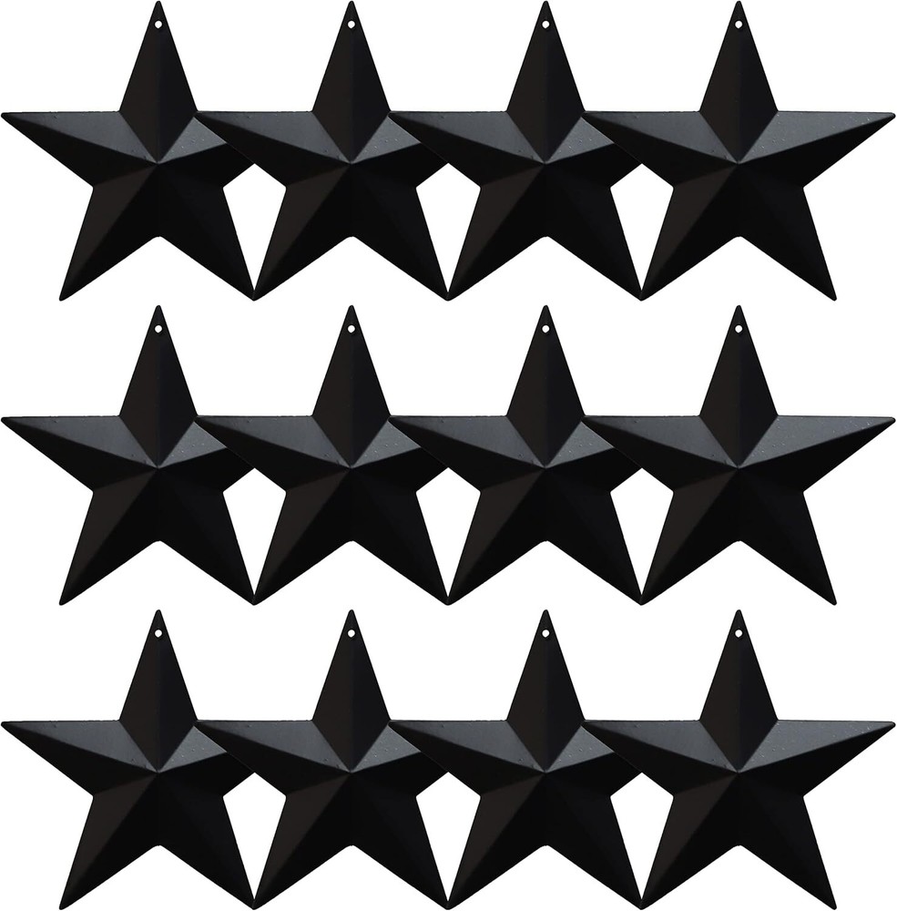 Metal Star Hanging Ornament 3.8 Inch Black Barn Star for Home Decoration Se
