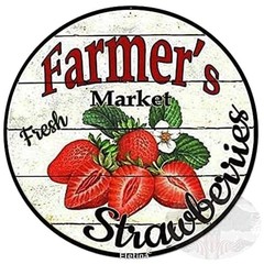 Retro Round Metal Farmers Market Sign 12″ Diameter