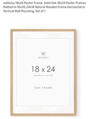 18×24 Poster Frame, Solid Oak 18×24 Poster Frames Matted to 16×20, 24×18