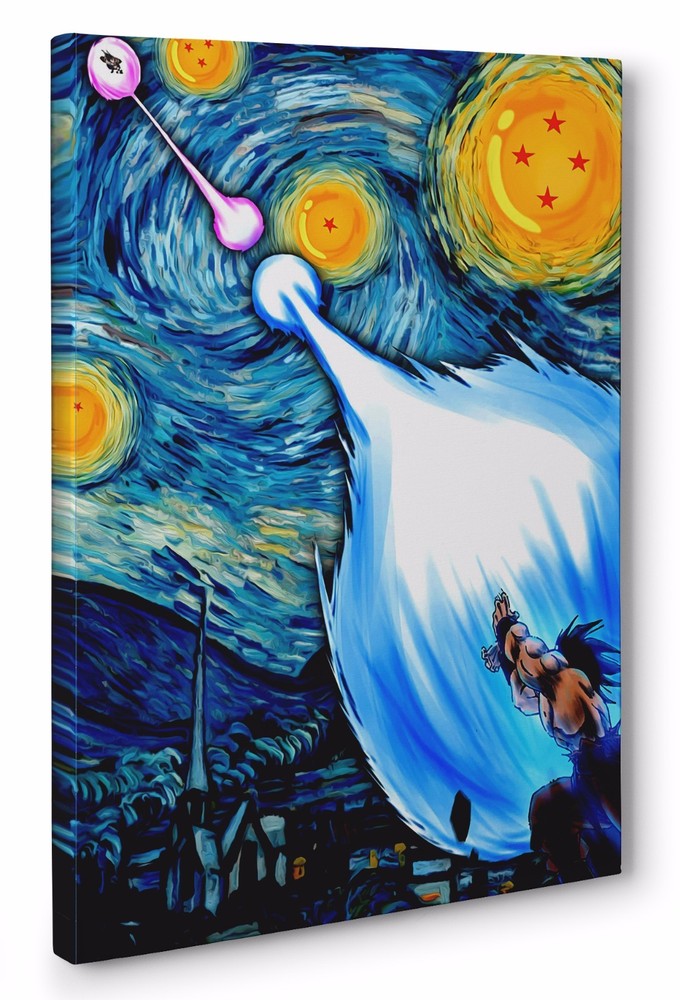 Dragon Ball Z Starry Night Portrait Framed Canvas Print Wall Art (Ready To Hang)