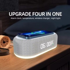 4 in 1 Multi-Function Alarm Clock Display Wireless Charging for Smartphones