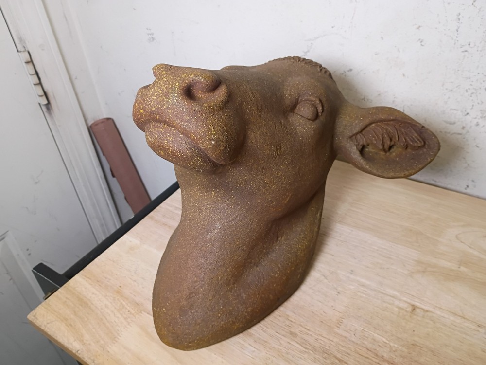 Large Terracotta Cow Head Rustic Decor 11.5″ x 13.5″ x 13″ **EC