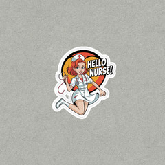 Hello Nurse! Cartoon Healthcare Professional Vinyl Sticker #6507