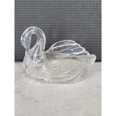 Vintage Clear Acrylic Plastic Swan Trinket Dish Figurine Catchall Bowl 5.5in