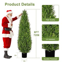 6FT Artificial Topiary Cedar Tree,70 inchTall Artificial Trees for Outdoors, …