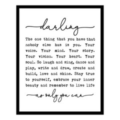 ZEARPT Darling Nursery Wall Art Print – Inspirational Girl Room Decor Quot
