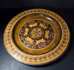 Polish Hand Carved Floral Wooden Plate approx. 11.5″ VTG.(CZ – 10-SAB-3)