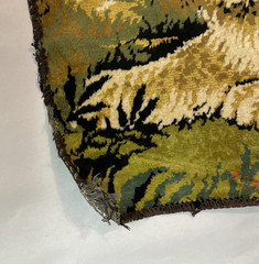 VTG VELVET LEOPARD TAPESTRY 19×38” WALL HANGING ANIMAL JUNGLE RUG ART DECORATIVE