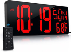 Large Digital Wall Clock with Remote Control 17.2″ LED Large Display Timer with