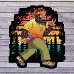 Bigfoot Sticker Vinyl Decal Hippie Peace Sign Mushroom Retro Sasquatch