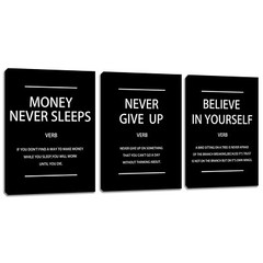 Motivational Wall Art Inspirational Black Poster Printed on Canvas Office Wal…