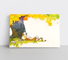 Calvin And Hobbes Canvas Wall Art Print – Kids Cartoon Framed Wall Hanging