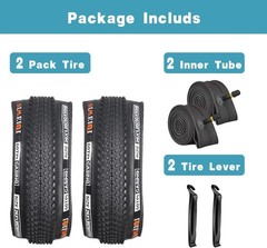2 Pack 26″x1.95″ Inch 60TPI Bike Tires with or Without Inner Tubes and Levers…
