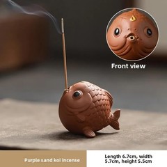 Koi Red Purple Clay Incense Holder Tea Pet 6.7cm 2.7in Tea Table Decor Tea Play