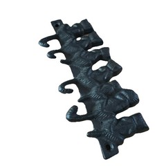 Cast Iron Cat Tail Wall Hook Rack 4 Hooks Key Leash Holder Coat Hat