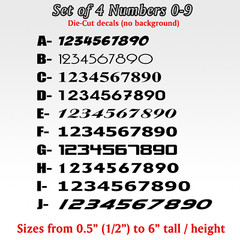 4 pack Numbers 0 to 9 Vinyl Die-Cut Decal set of 40 pieces sticker custom number