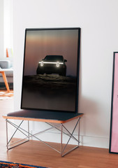Rivian Electric Car Poster, Minimal Car Art for Man Cave Wall Decor