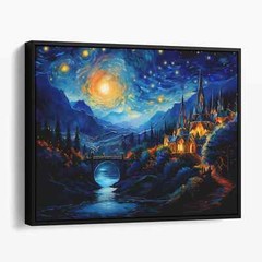 Rivendell as Van Gogh Starry Night Lord of the Rings Canvas Print Wall Art