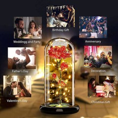 Rose LED Light Glass Gifts for Wife Women Her Christmas Girlfriend Birthday Gift