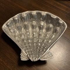 Mariposa Scallop Shell Brushed Silver Dish Beach Decor