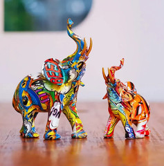 Graffiti Elephant Statue – Modern Street Art Resin Sculpture Colorful Home Decor