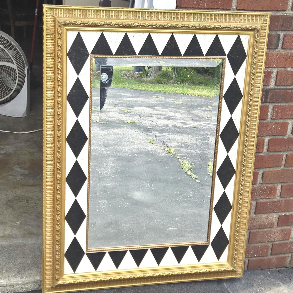 Huge Art Deco Mirror 43×33 Beveled Glass Ornate Frame