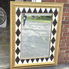 Huge Art Deco Mirror 43×33 Beveled Glass Ornate Frame