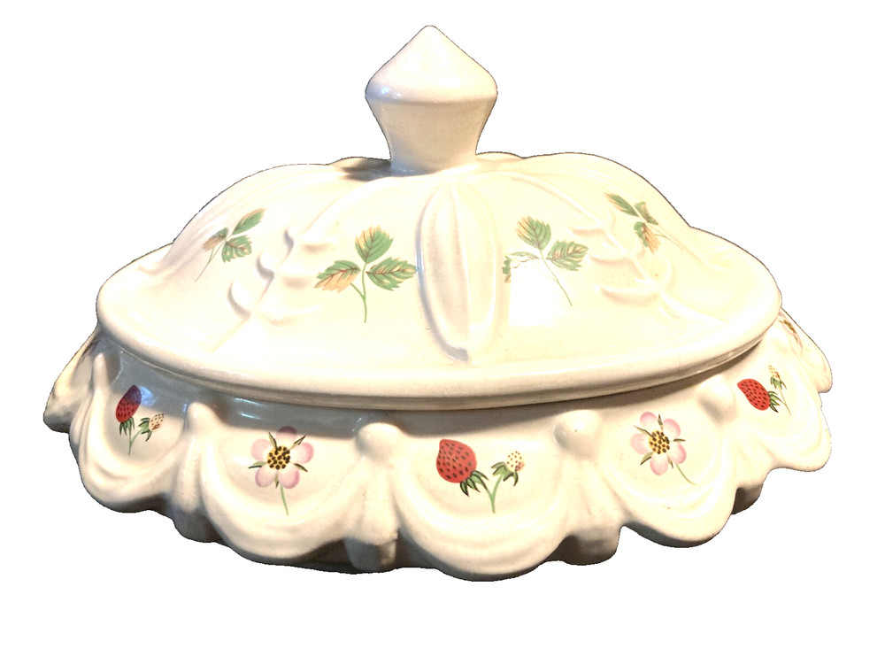 Candy Trinket Ceramic lidded dish hand decorated OVAL 1981 7.5″x6″x3″ PET RESCUE
