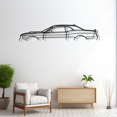 Challenger Scatpack Classic Silhouette Metal Wall Art, Metal Car Wall Art