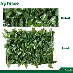 58×117″ Artificial Faux Laurel Ivy Leaf Outdoor Privacy Hedge w/ Plastic Backing