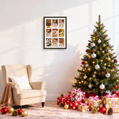 , 4X6 Multi Picture Frame, Dark Brown Solid Wood with Tempered