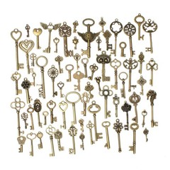69pcs Mixed Skeleton Keys Unique Shapes Hollow Carved Shapes Retro Party Gifts