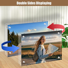 6 Pack 6×8 Acrylic Frames, Double-Sided Magnetic Clear Display Stands