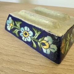 Hand Crafted Trinket Or Soap Dish India Jaipur Blue Pottery Fired Glazed Artisan