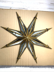 Pottery Barn Distress Mirrored Metal Star Wall Hanging 22″ Tall