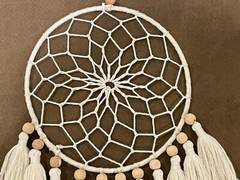 Boho Macrame Dream Catcher Wall Hanging 8” Diameter, 15 inches long with tassels